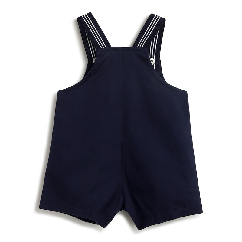 Boys Dark Blue Printed Short Dungaree image number 1